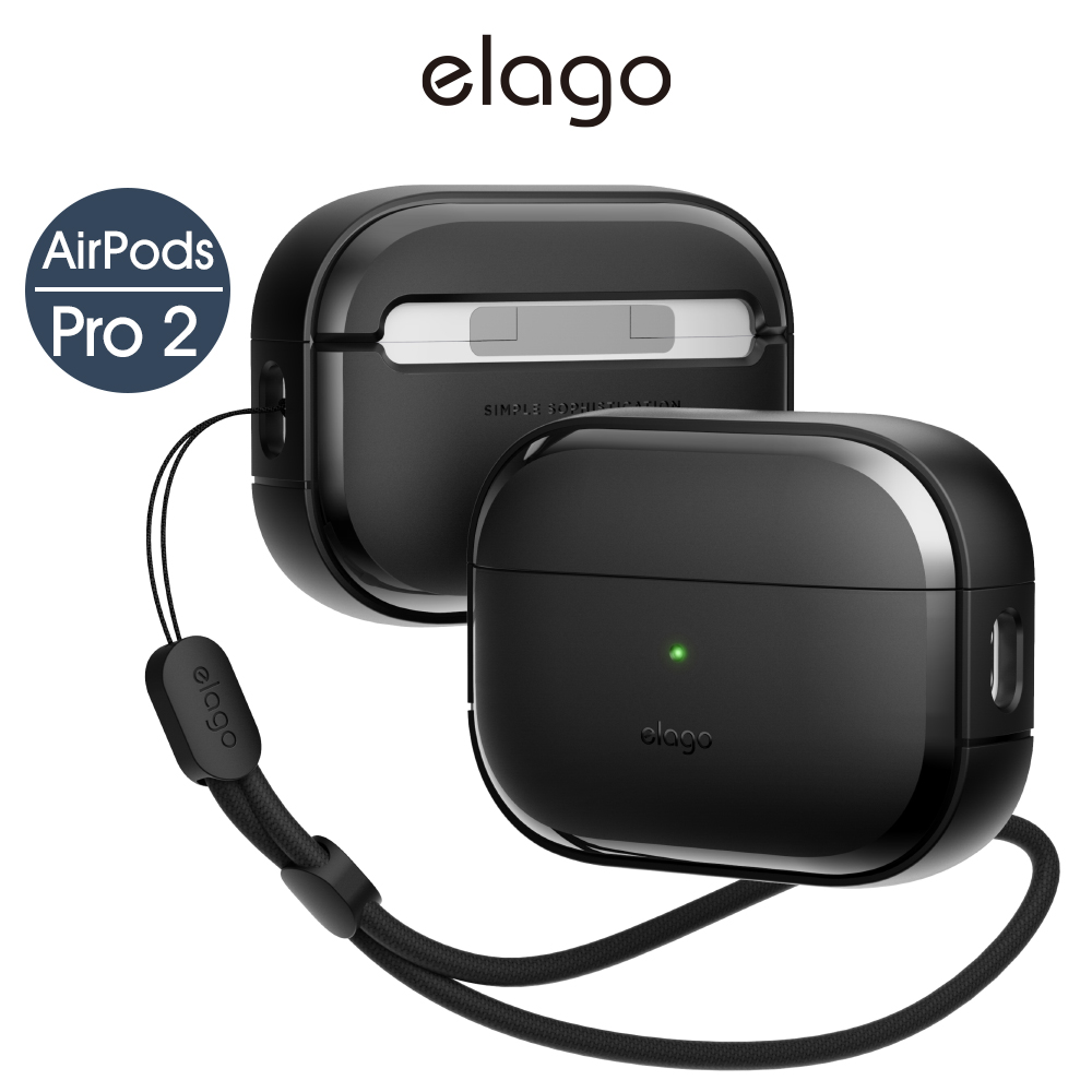 【elago】AirPods Pro 2 EDC衝擊吸收保護套-黑(掛繩)