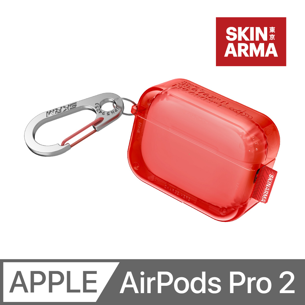 SKINARMA Saido 螢光冰塊防摔保護殼(附掛鉤) AirPods Pro 第2代 紅色