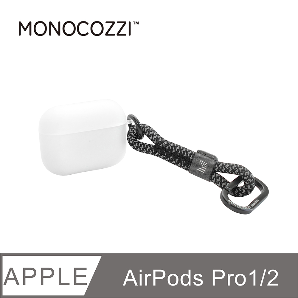 MONOCOZZI AirPods Pro 2 短掛繩霧透保護殼-黑 (共用1代)