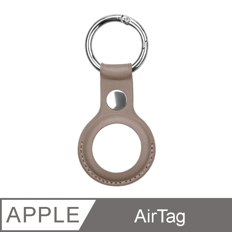 IN7 仿皮紋系列 Apple AirTag 金屬扣 雙通 PU皮革保護套 鑰匙圈-灰色