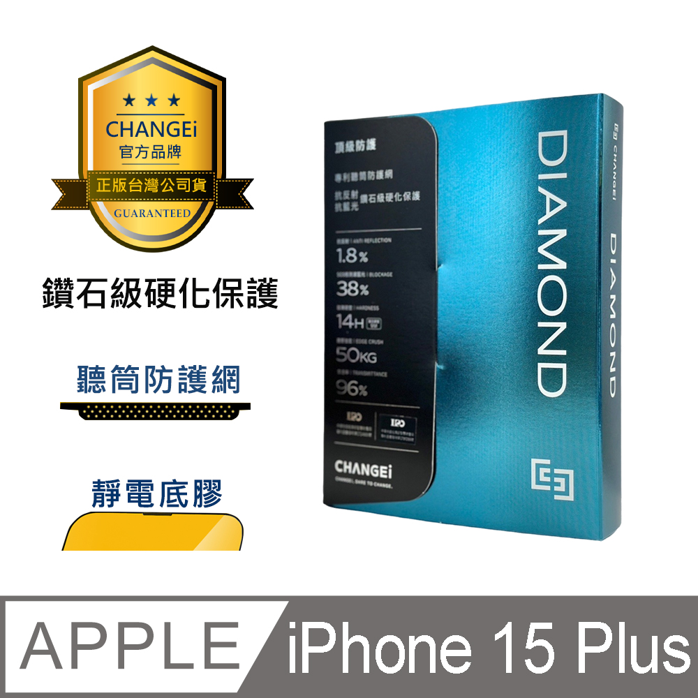 CHANGEi 防塵網系列 iPhone頂級黑鑽亮面玻璃貼附頂級鍍膜液尊榮組 iPhone15 plus適用