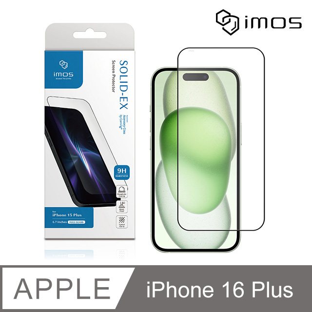 iMOS Apple iPhone 16 Plus 6.7吋 2.5D高透9H超細黑邊康寧玻璃貼(AGbc)