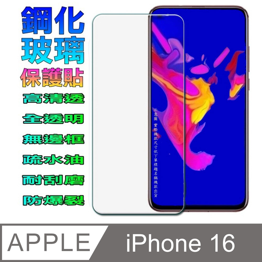 [Glass iPhone 16 鋼化玻璃螢幕保護貼(全透明無邊框)