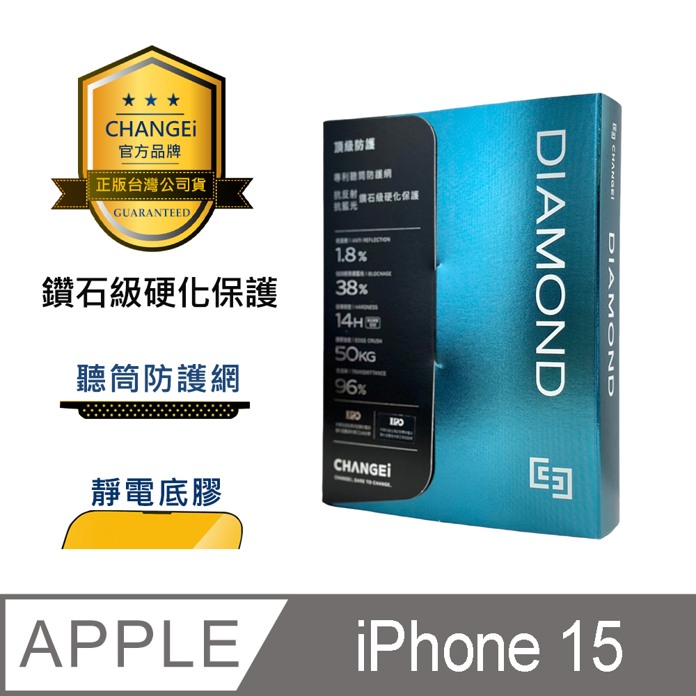 CHANGEi 防塵網系列 iPhone頂級黑鑽亮面玻璃貼附頂級鍍膜液尊榮組 iPhone15適用
