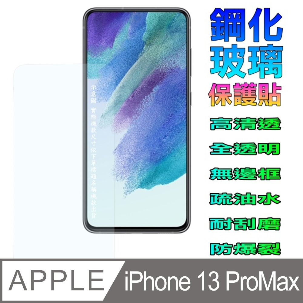 iPhone 13 Pro Max螢幕保護貼[全透明平面鋼化玻璃