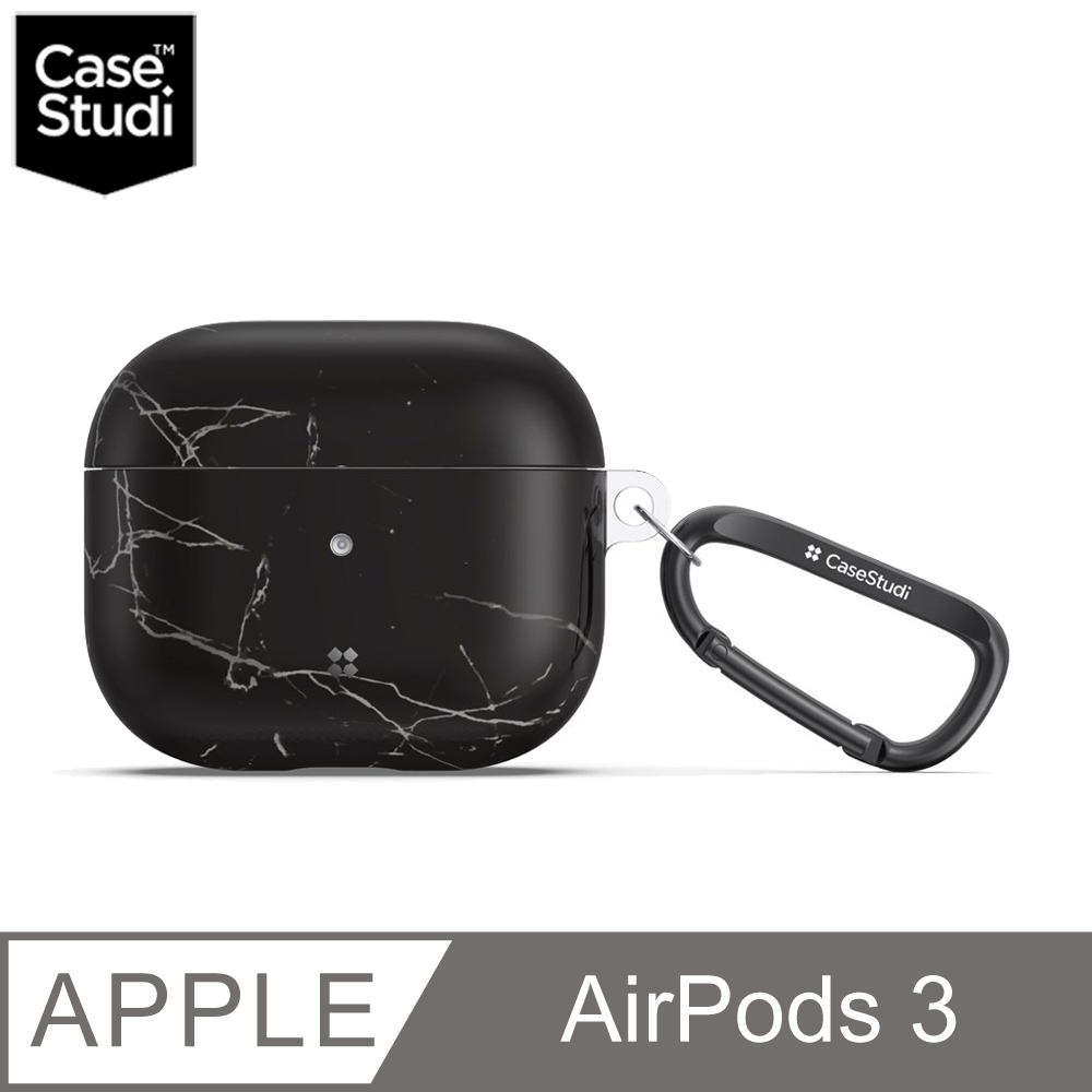 CaseStudi AirPods 3 Prismart(S) 充電盒保護殼(含扣環)-黑色大理石