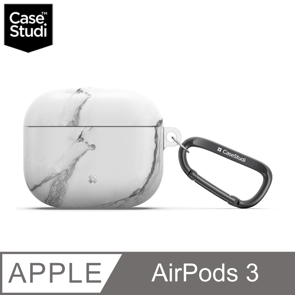 CaseStudi AirPods 3 Prismart(S) 充電盒保護殼(含扣環)-白色大理石
