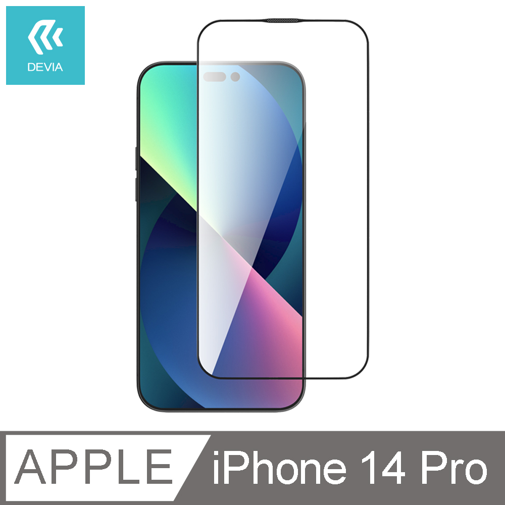 DEVIA iPhone 14 Pro 高清全屏鋼化玻璃保護貼-黑色