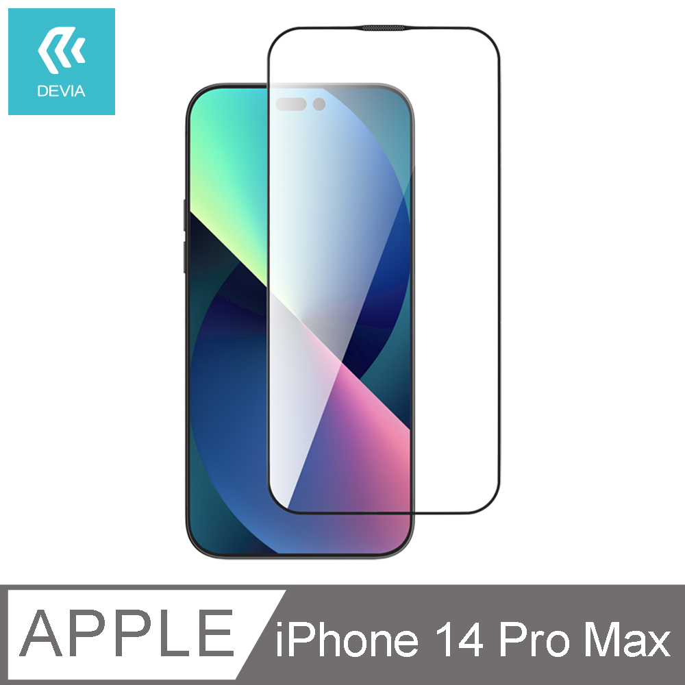 DEVIA iPhone 14 Pro Max高清全屏鋼化玻璃保護貼-黑色