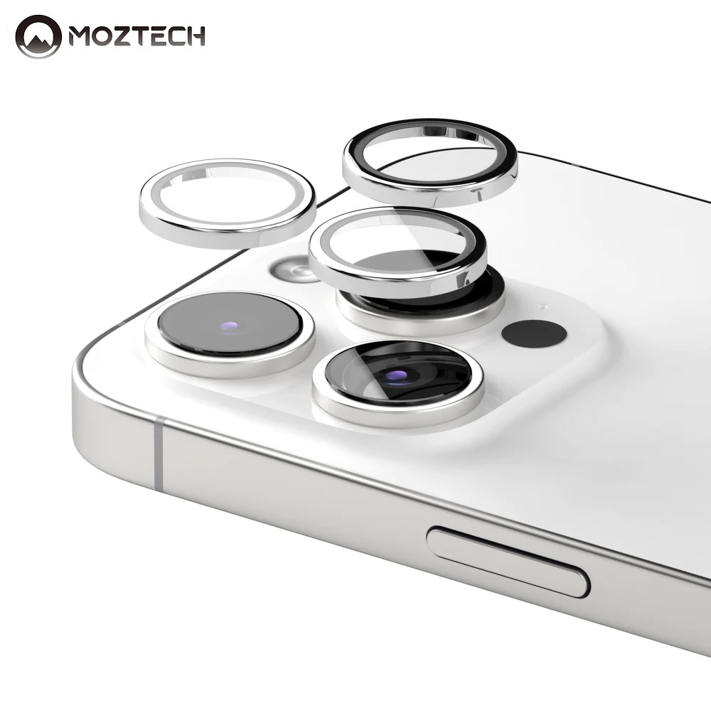 MOZTECH 藍寶石鏡頭貼 鏡頭玻璃保護貼 適用 iPhone 14Pro / iPhone 14ProMax - 銀色