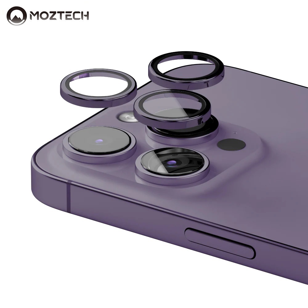 MOZTECH 藍寶石鏡頭貼 鏡頭玻璃保護貼 適用 iPhone 14Pro / iPhone 14ProMax - 深紫