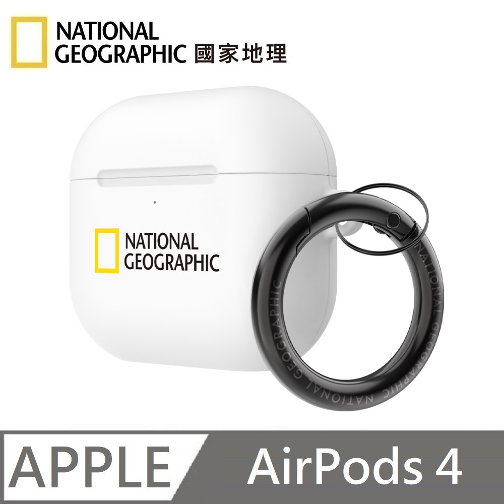 National Geographic 國家地理 Hard Case 耳機保護殼 適用 AirPods 4 - 白色