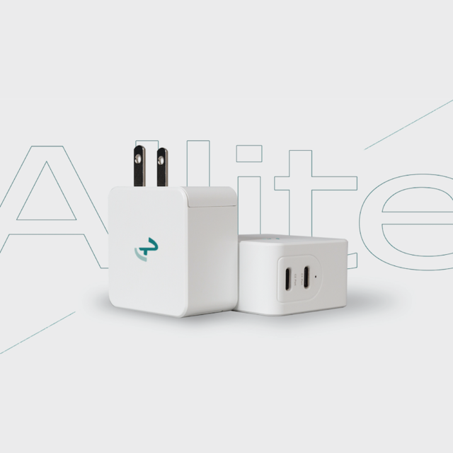 Allite GaN氮化鎵65W 雙孔type-C快充 充電組(附1.5M液態矽膠充電線 USB-C to USB-C)