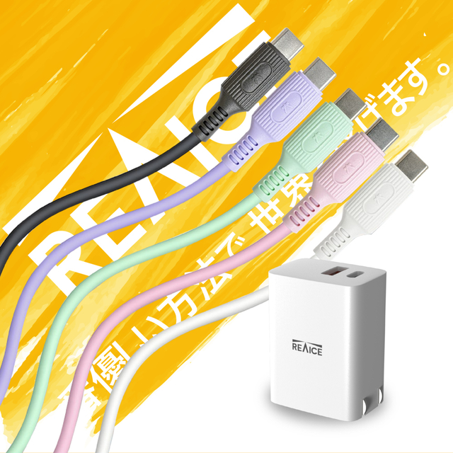 【REAICE】PD33W充電頭+Type-C to Type-C 親膚充電線 充電套組(快充套組) 薄荷綠