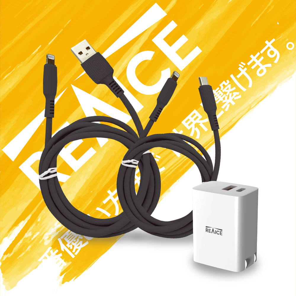 【REAICE】PD33W快速充電頭+USB to Lightning充電線+Type-C to Lightning充電線(顏色隨機出貨)