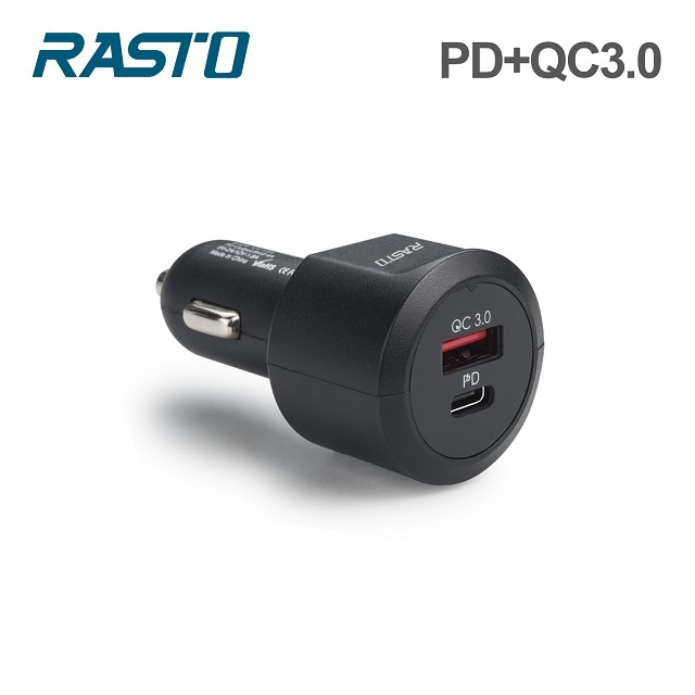 RASTO RB12 車用18W PD+QC3.0雙孔快速充電器