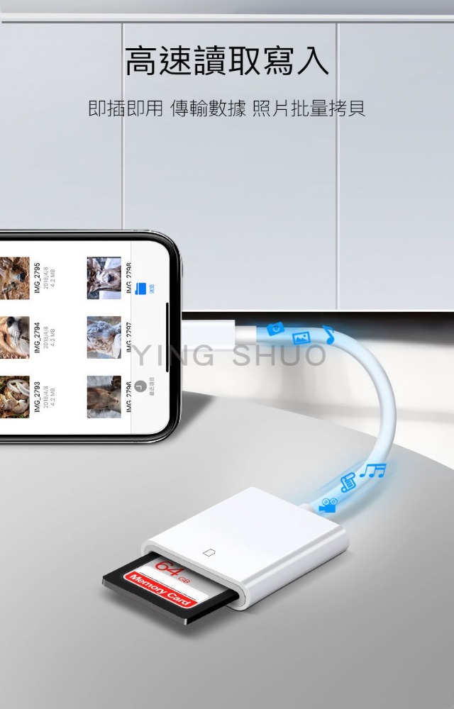 高效 iPhone 蘋果 SD卡讀卡器 iPad 記憶卡 讀卡機 照片 影片 提升容量 讀取 相機 手機