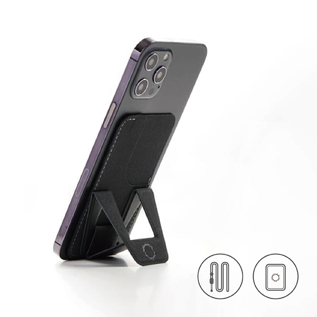 FoldStand 隱形手機支架 附磁吸貼片+掛繩 - 深灰色