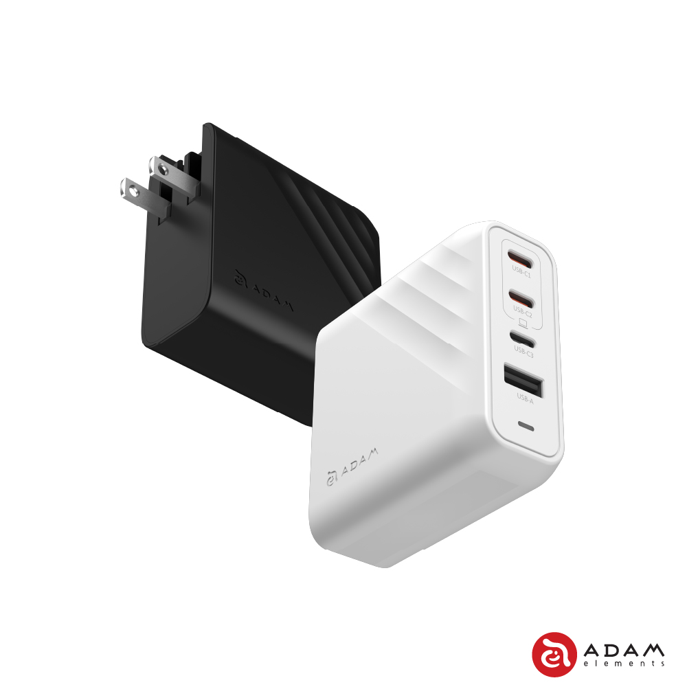 ADAM 亞果元素 P100 GaN 100W 四孔快速電源供應器 美規 送USB-C 100W 充電傳輸線