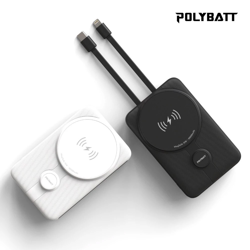 PolyBatt 10000mAh 磁吸帶線行動電源 支援磁吸 2C / LC