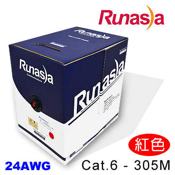 Runasia 六類(Cat.6)305米無遮蔽雙絞線(紅)
