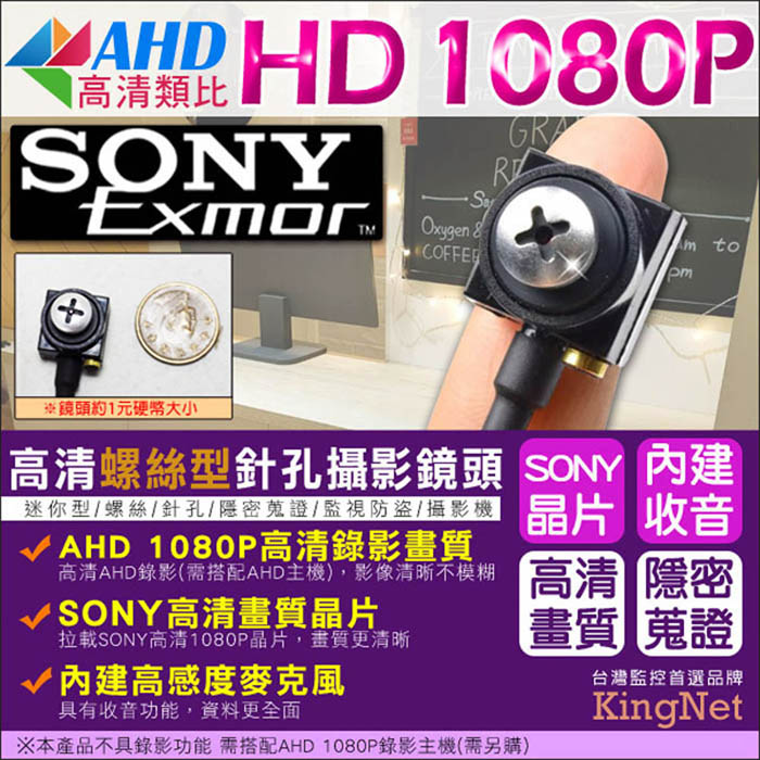 AHD 1080P 高清偽裝螺絲型針孔攝影鏡頭