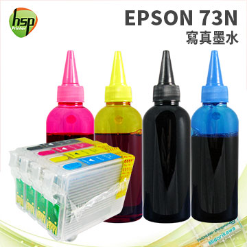 【HSP】EPSON 73N TX300F 填充式墨匣+寫真100cc墨水組