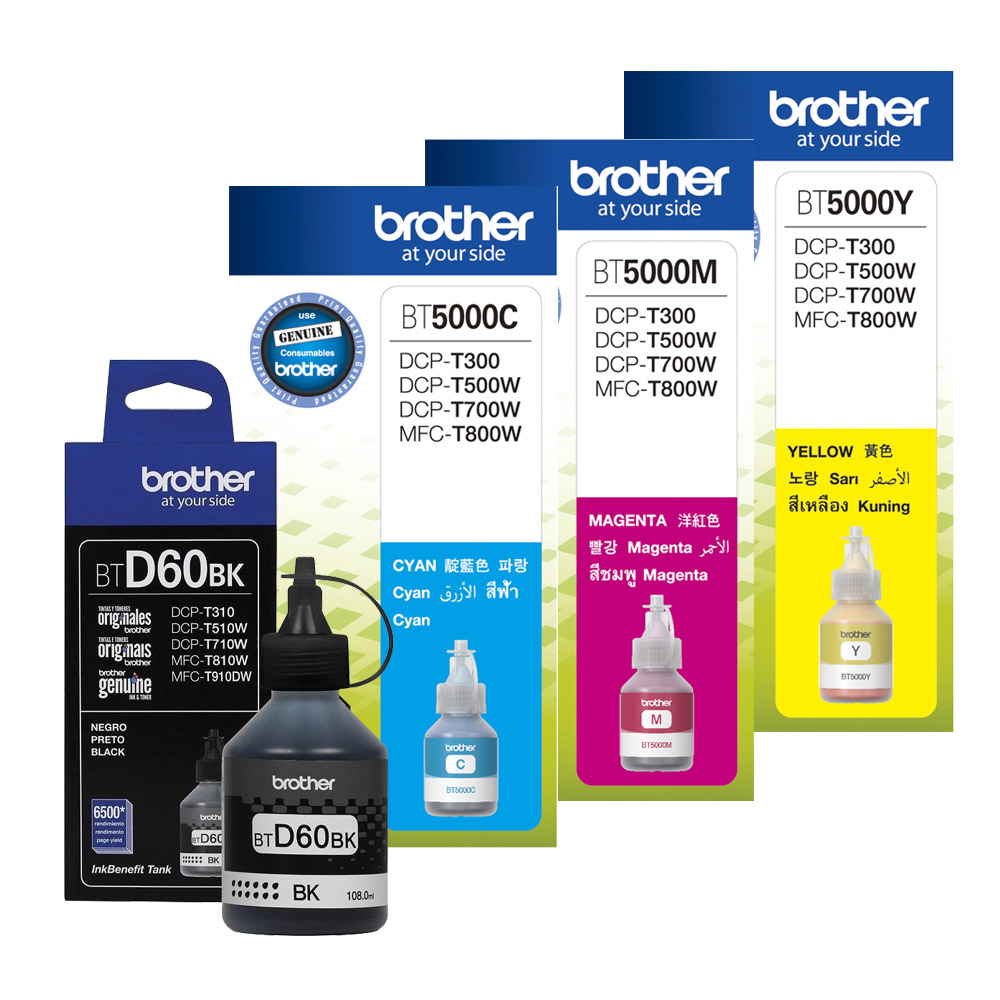 【公司貨】Brother BTD60BK+BT5000CMY 原廠四色墨水