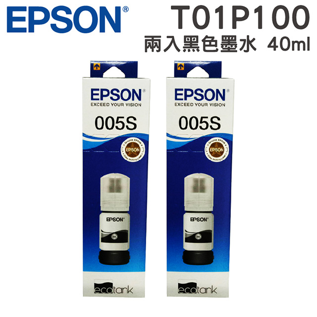 EPSON T01P100 原廠連供標準容量黑色墨水40ml 2入