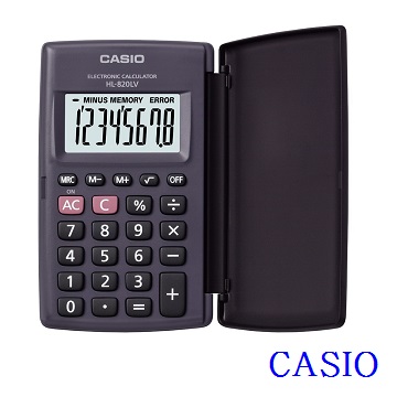 CASIO卡西歐•8位數/國考機/掀蓋式硬殼商務計算機HL-820LV-BK