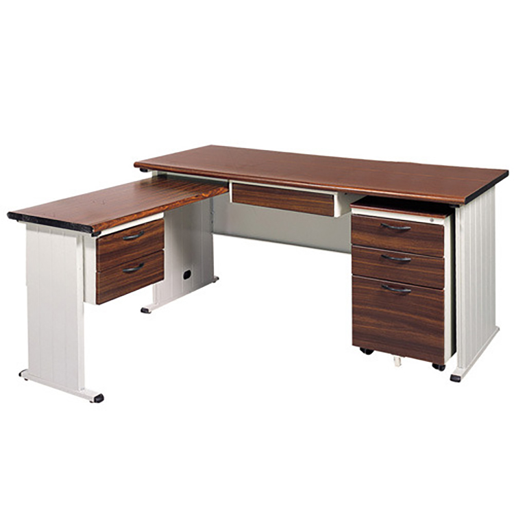 【時尚屋】BTHA胡桃木紋L型辦公桌櫃組250-7(100x150)