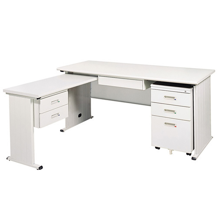 【時尚屋】THA淺灰色L型辦公桌櫃組249-1(100x150)