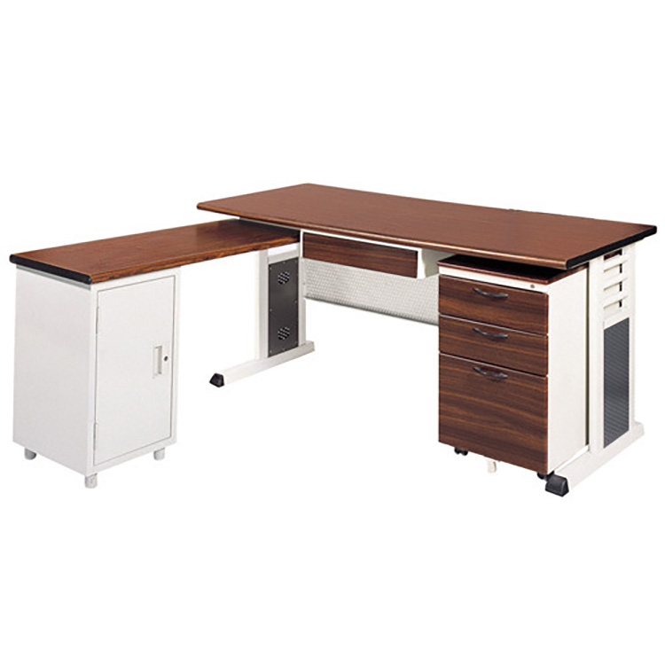 【時尚屋】BMSA胡桃木紋L型辦公桌櫃組257-12(100x150)