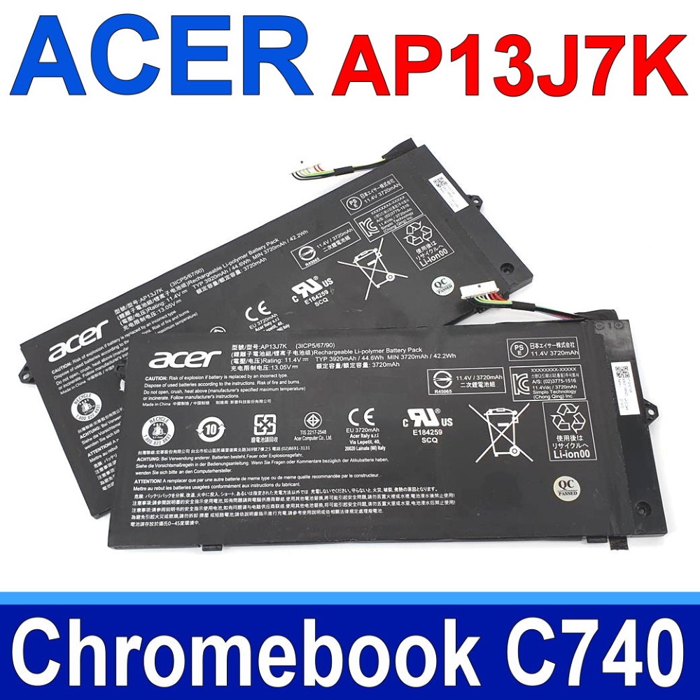 ACER AP13J7K 3芯 宏碁 電池 Chromebook C740 C740-C32M C3P1 C4PE C5U9