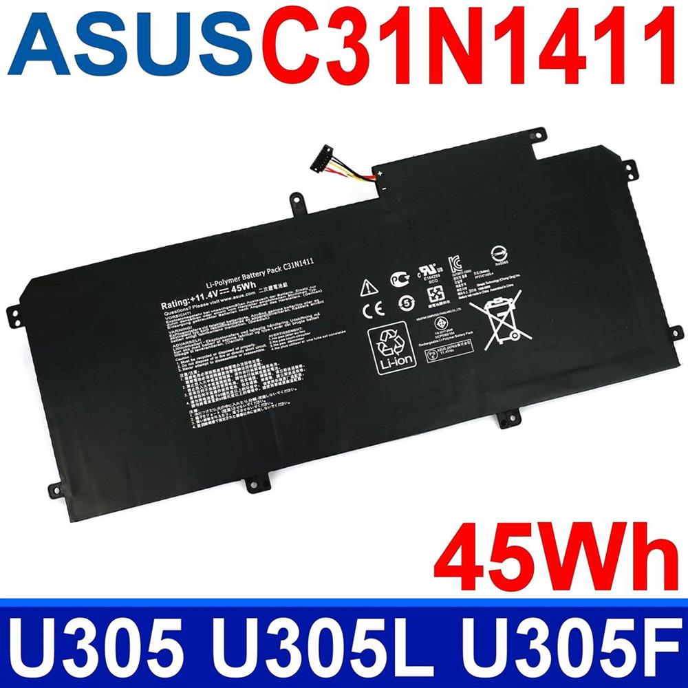 ASUS 華碩 C31N1411 電池 適用筆電 U305CA6Y30、U305F、13.3 inch、U305FA5Y10