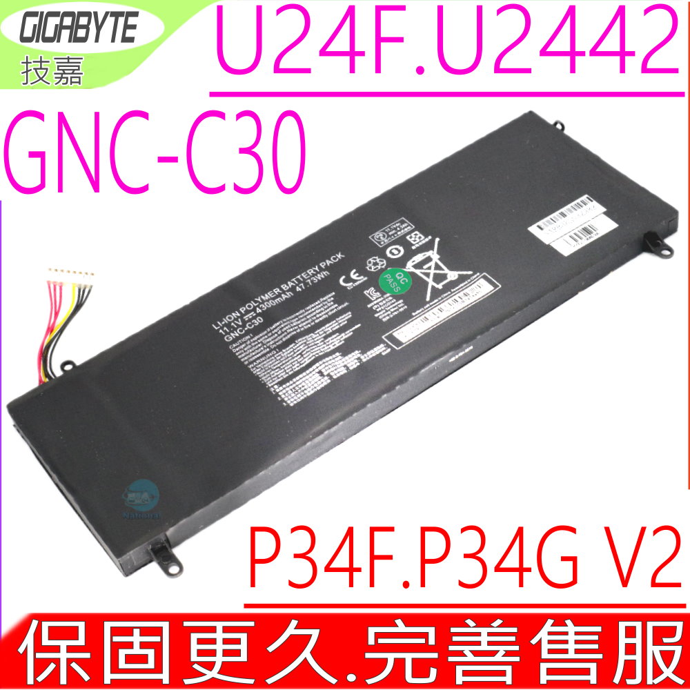 Gigabyte電池-技嘉 GNC-C30,P34G V2,P34F V2 U24F,U2442,428PLJA11G9C