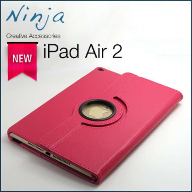【福利品】iPad Air 2新iPad第六代專用360度調整型站立式保護皮套（桃紅色）