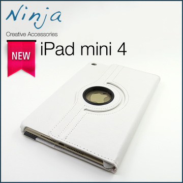 【福利品】iPad mini 4專用360度調整型站立式保護皮套（白色）