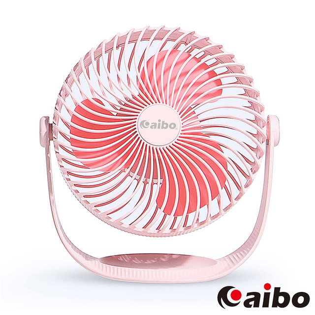 aibo AB195 桌面/懸掛 USB充電360度轉向7吋風扇(可調速)-珊瑚粉