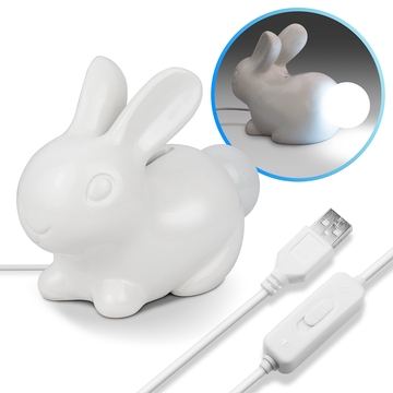 療癒系 USB 小白兔造型存錢筒LED夜燈(恆亮/聲響感應)