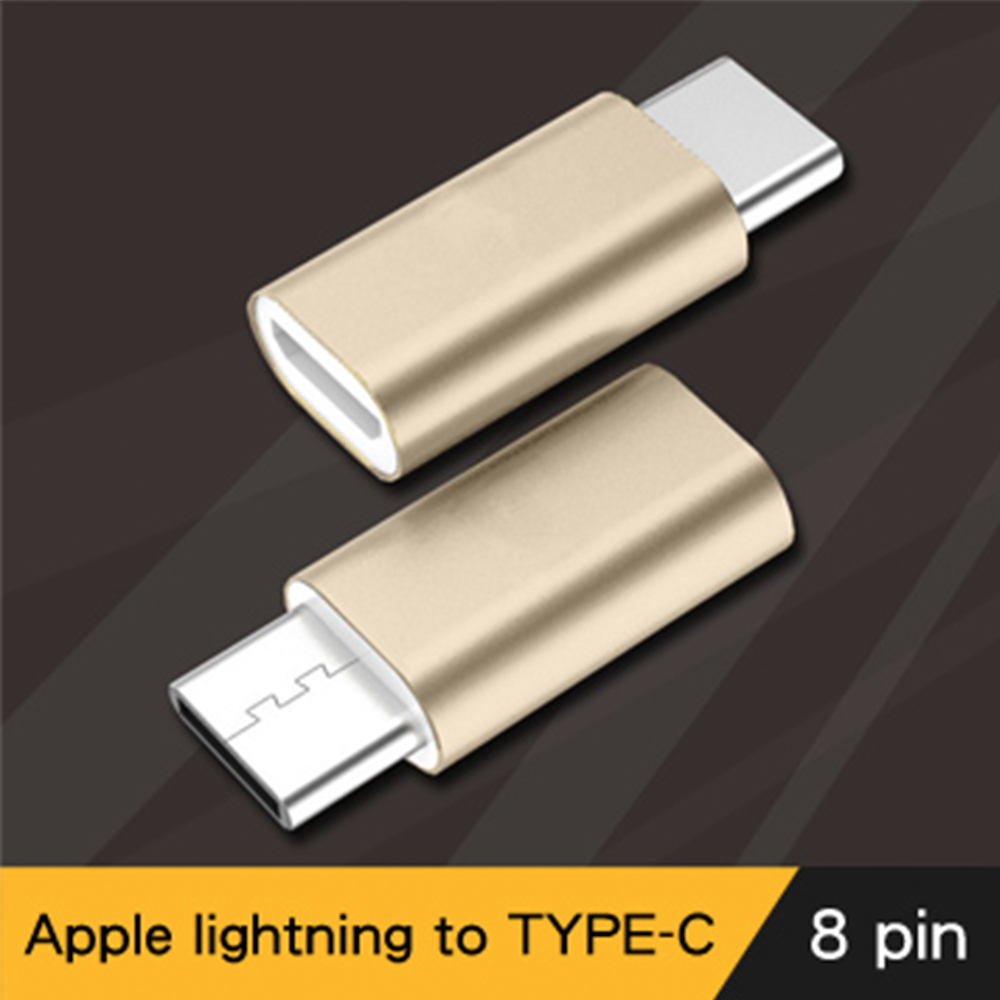 Apple lightning(母)轉TYPE-C(公)快速充電數據轉接頭(金/2入組)