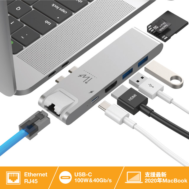 innowatt DOCK NET RJ45 & HDMI Type-C Hub for Macbook Pro 多功能充電傳輸集線器 iW71N