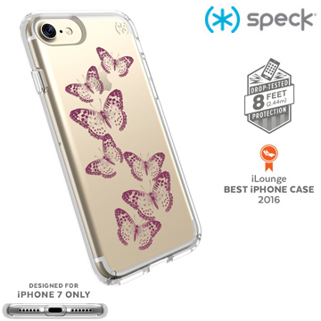 Speck Presidio Clear+Print iPhone 7 粉色彩蝶透明防摔保護殼