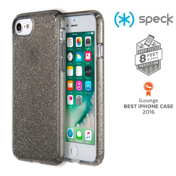 Speck Presidio Clear+Glitter iPhone 7 透色+金色玻璃水晶防摔保護殼-瑪瑙黑
