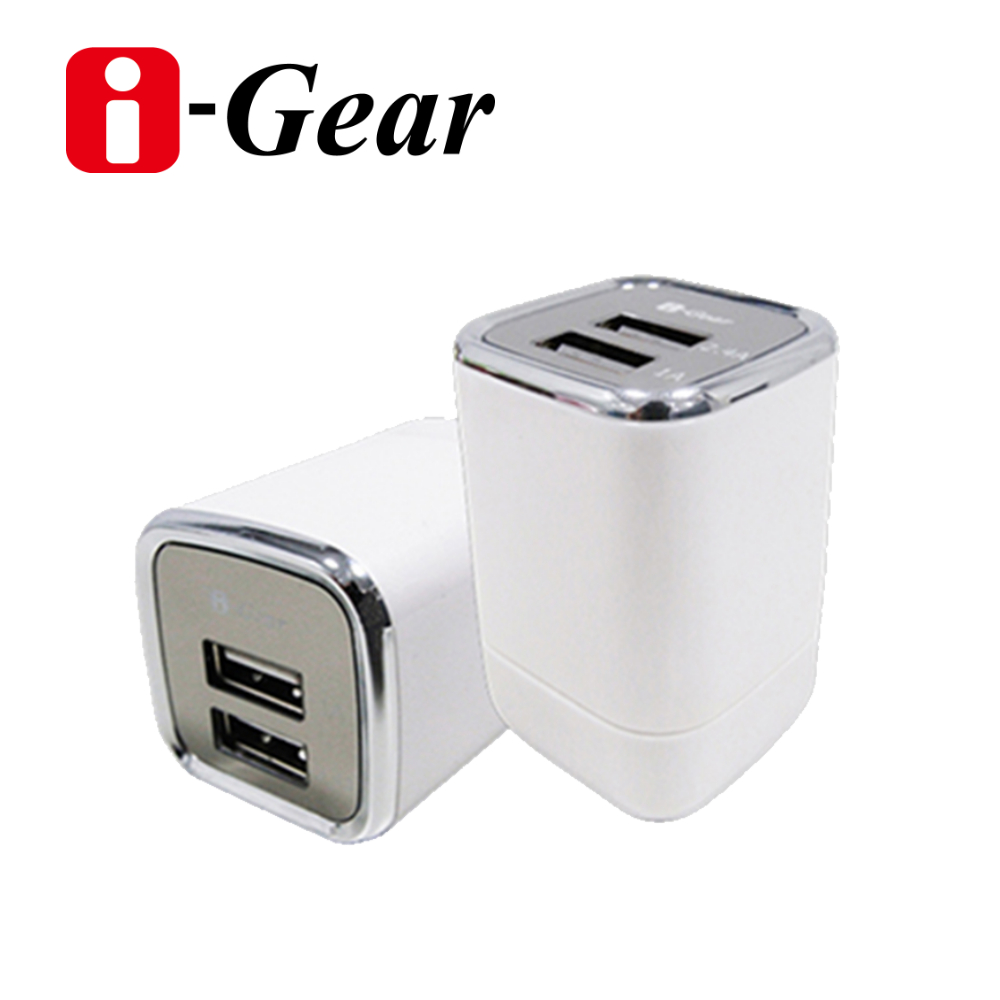 i-Gear 3.4A 藍光LED雙USB旅充變壓器 - 時尚白