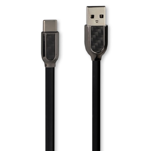 KINYO(TYPE-C)碳纖維鋅合金數據線USB-C20(兩入裝)