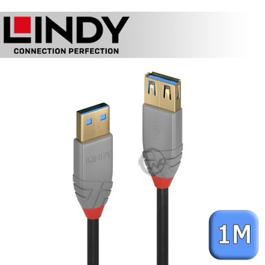 LINDY 林帝 ANTHRA USB3.0 Type-A 公 to A母 延長線 1m (36761)