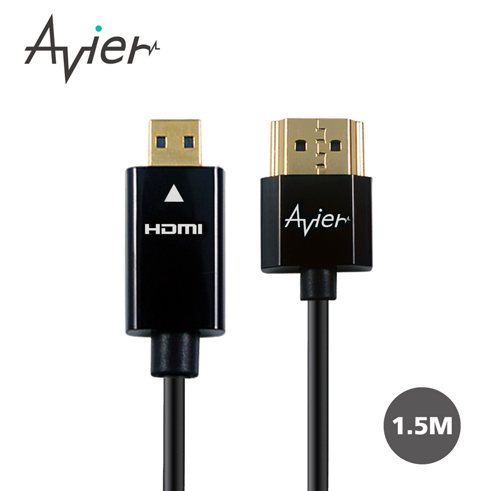 Avier MICRO HDMI轉HDMI 1.4版超薄型連接線1.5M