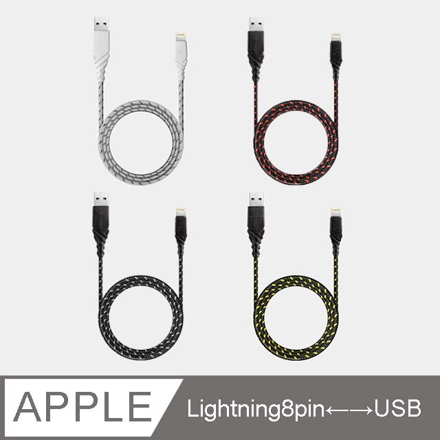 ENERGEA DuraGlitz 超強編織耐彎折Lightning to USB-A 快速充電線 1.5M