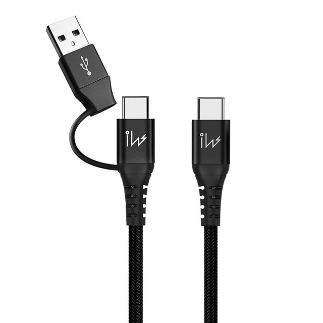 innowatt 二合一 USB-A / USB-C to USB-C 充電編織傳輸線PD 100W